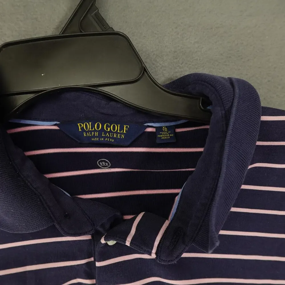 Polo Golf Ralph Lauren Performance Striped Blue Purple‎ Shirt XL Faded
